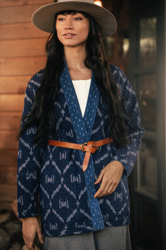 Damsons Hanten Quilted Jacket Indigo