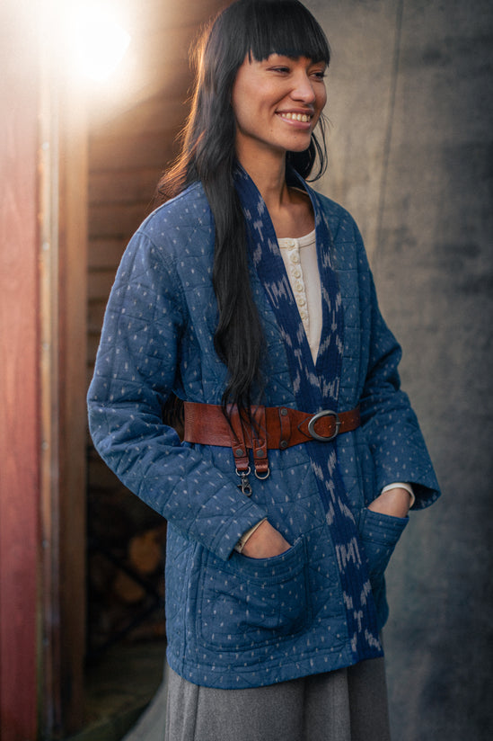 Damsons Hanten Quilted Jacket Indigo