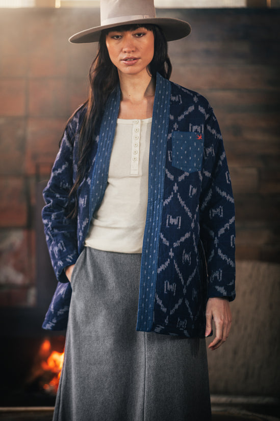 Damsons Hanten Quilted Jacket Indigo