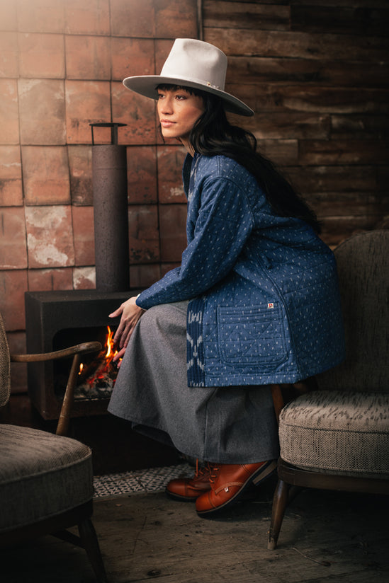 Damsons Hanten Quilted Jacket Indigo