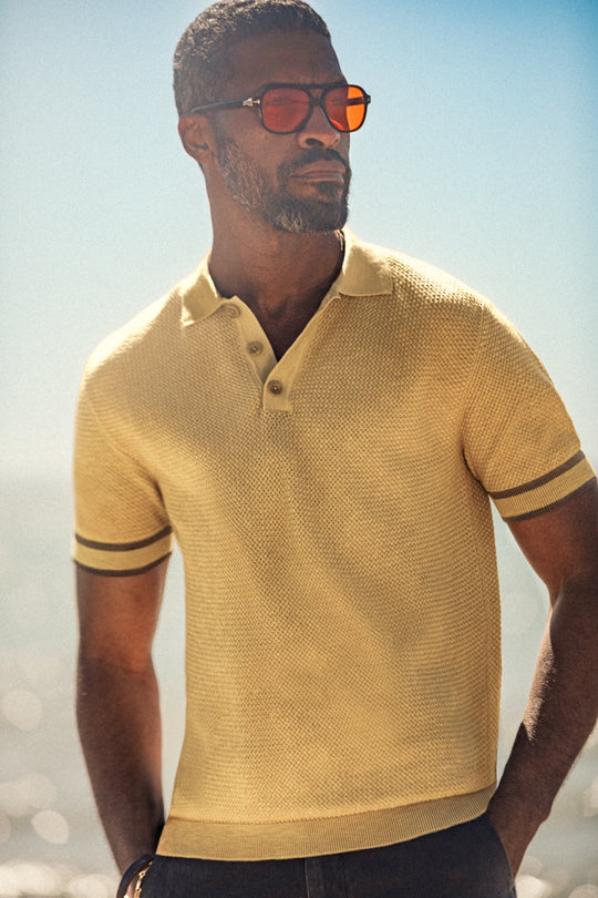 Dempsey Knitted Polo Tan