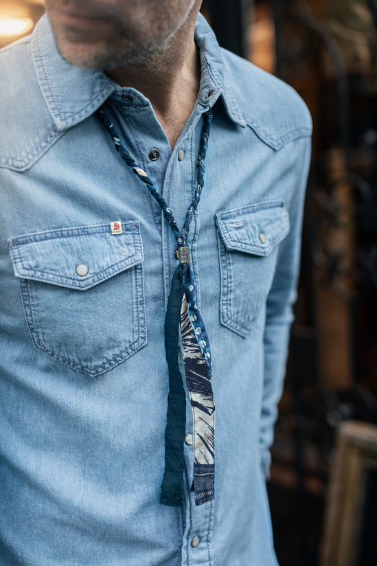 &SONS Buta Braided Bandana Blue