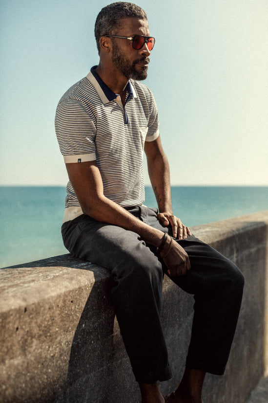 Oban Stripe Polo Navy/ Raw