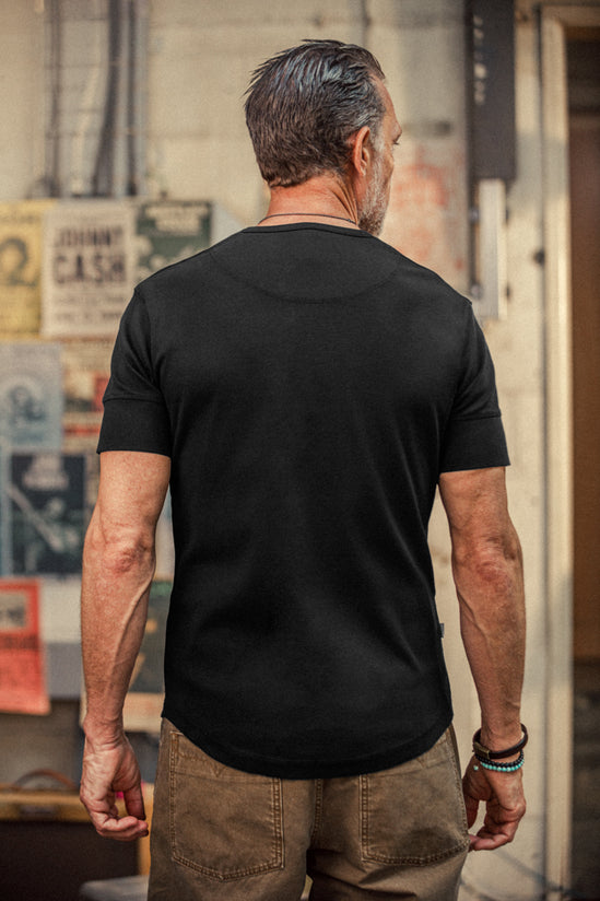 The New Elder Henley Short Sleeve Shirt Black