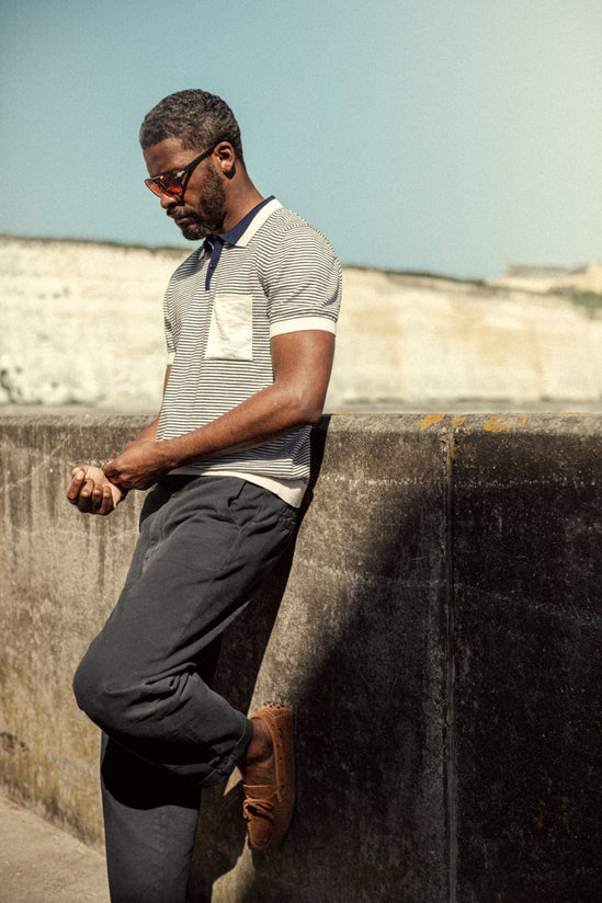 Oban Stripe Polo Navy/ Raw