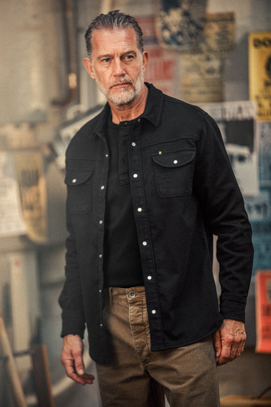 The New Elder Henley Short Sleeve Shirt Black