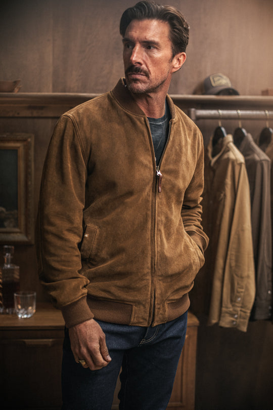 Buck Ridge Suede Bomber Tan
