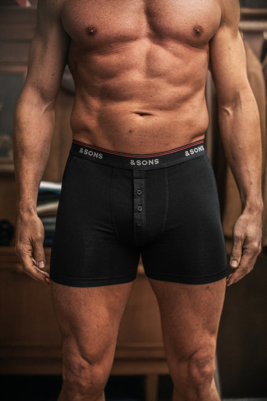 &SONS Essentials Boxer Shorts Black