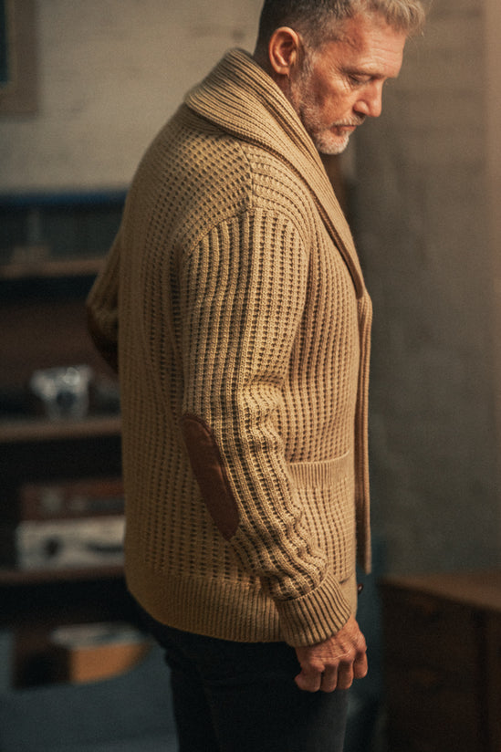 McQueen Lombard Shawl Collar Cardigan Tan