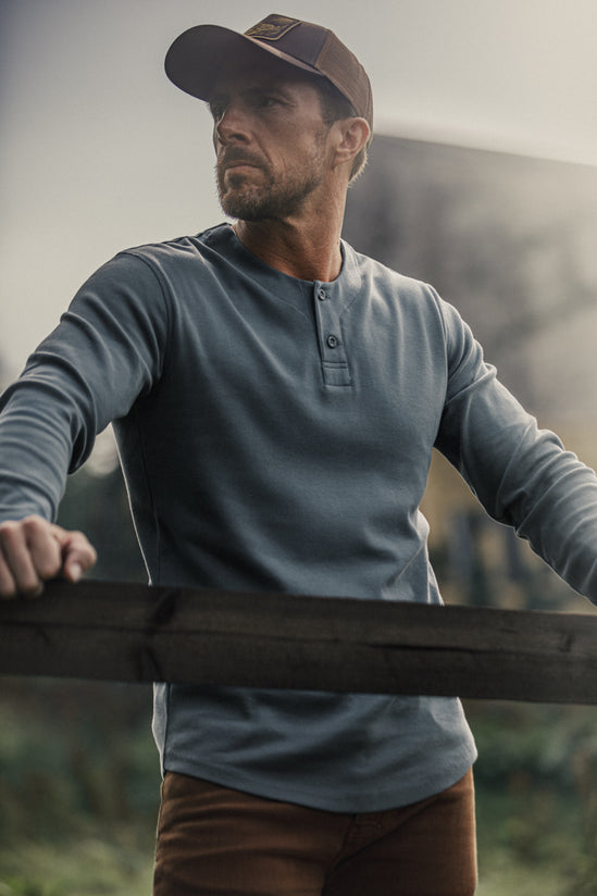 Bartel Long Sleeve Henley Storm Blue