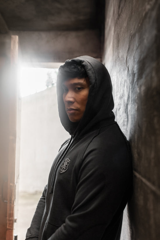 &SONS Warm Down Hoodie Washed Black