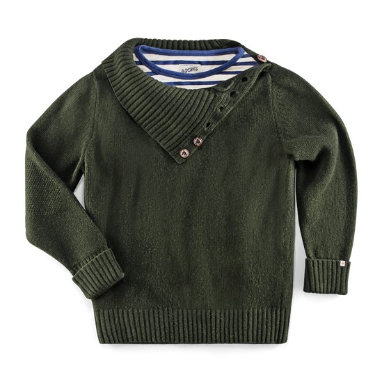 &SONS Ahab Submariner Rollneck Jumper Moss Green