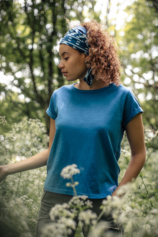 Damsons Cotton Long Scarf Blue