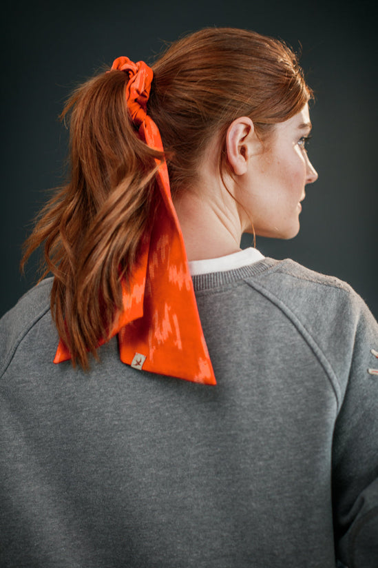 Damsons Ikat Scrunchie Headscarf Orange