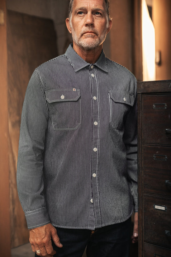 Brady Hickory Stripe Shirt Indigo