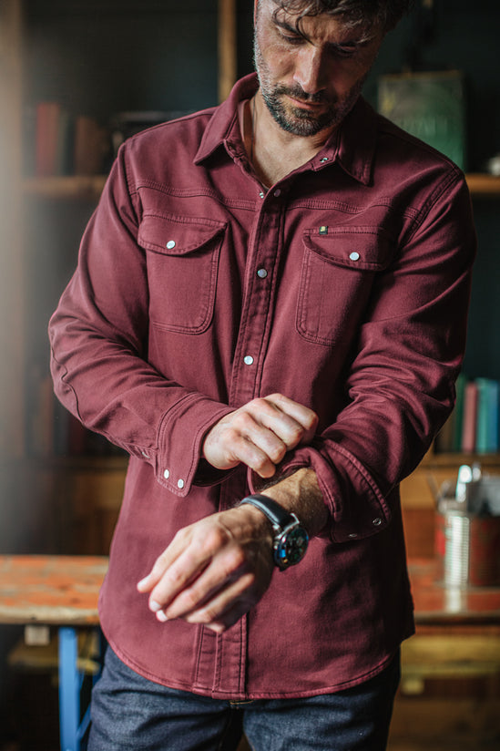 &SONS Sunday Shirt Faded Deep Maroon