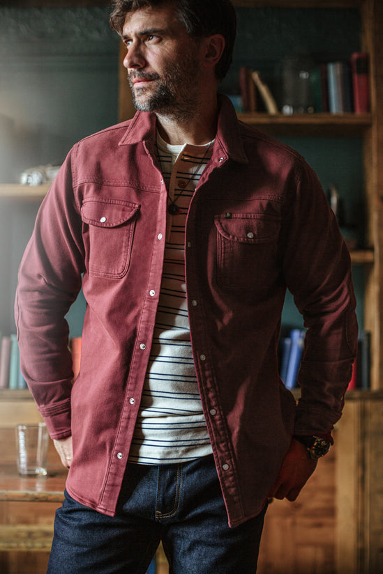 &SONS Sunday Shirt Faded Deep Maroon