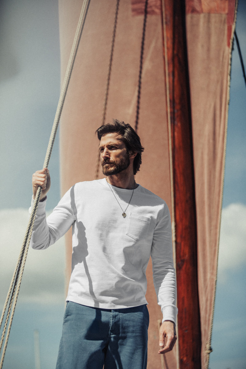 Boxer Pocket Long Sleeve T-Shirt White