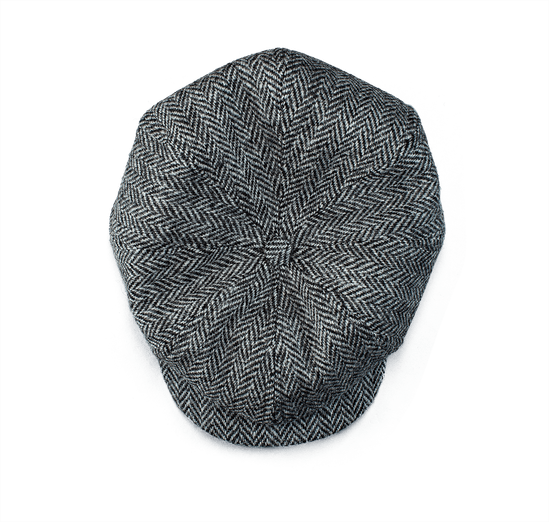 Thompson Baker Boy Hat- Grey Herringbone