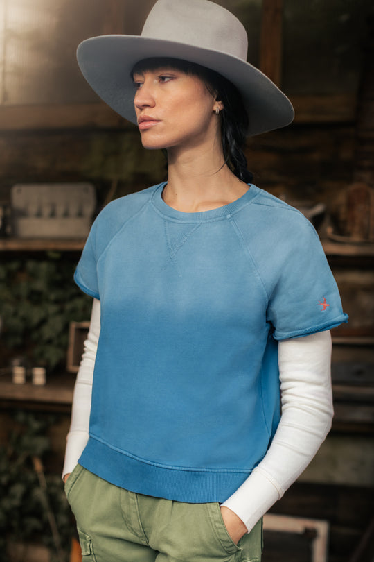 Damsons Cut Crew Sweatshirt Blue OmbrŽ