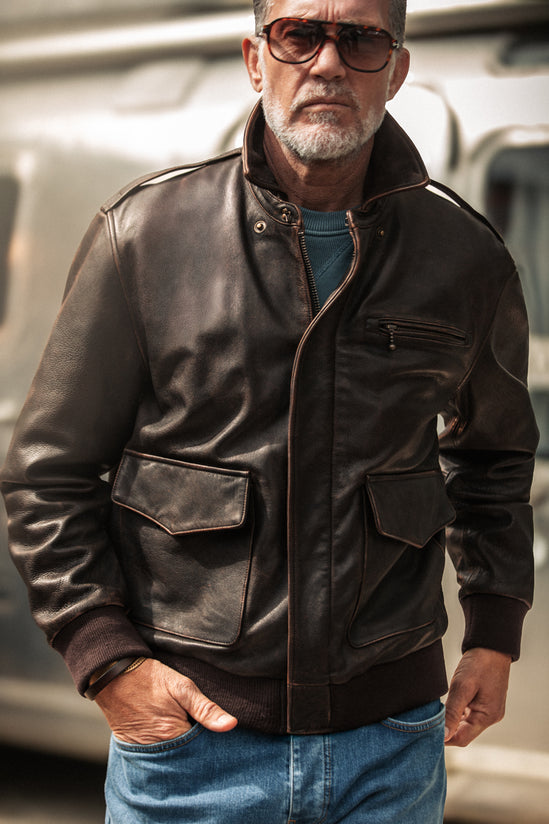McQueen A2 Leather Jacket Brown
