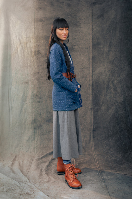 Damsons Hanten Quilted Jacket Indigo