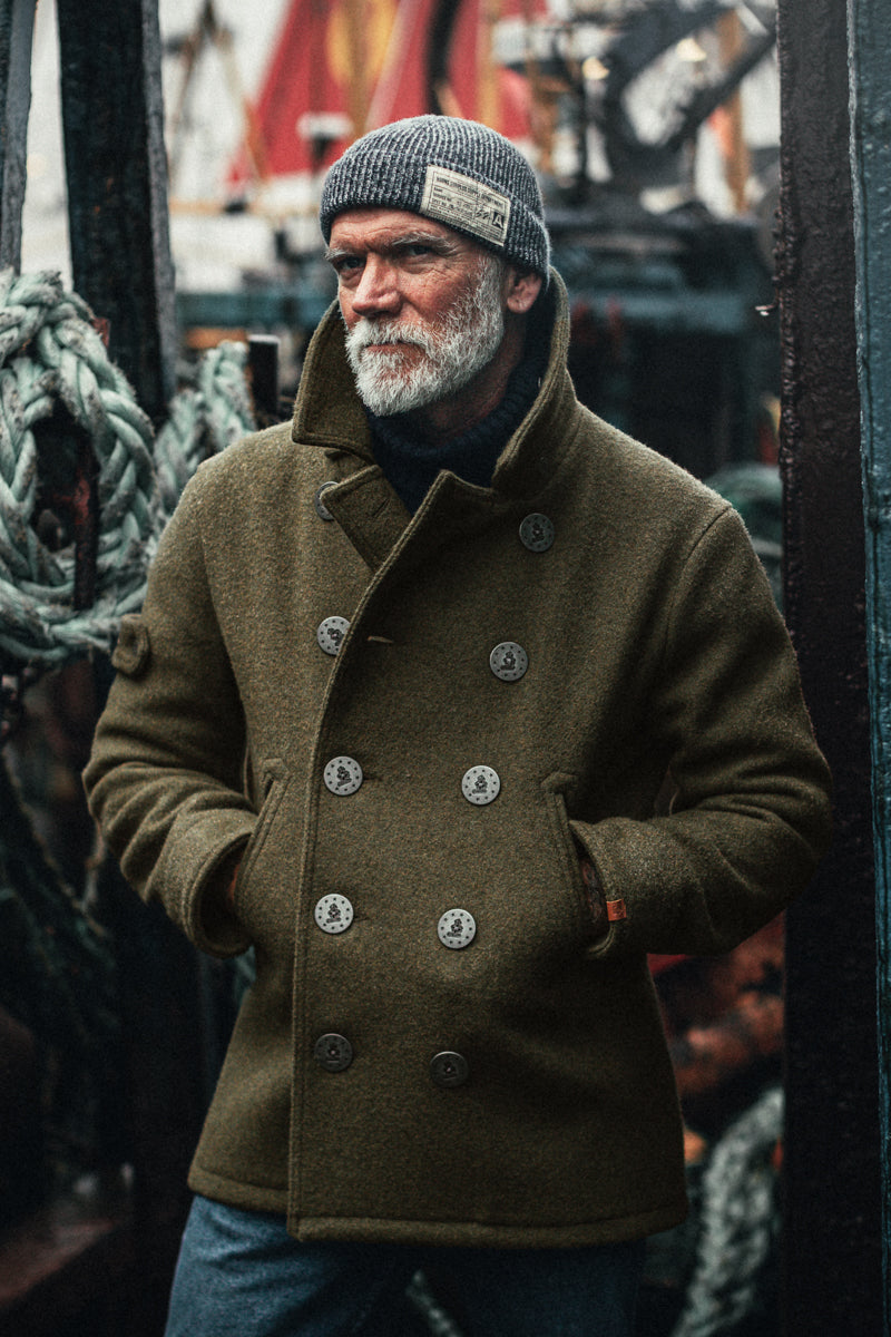 &SONS Boardwalk Peacoat Army Green | Men's Coats | &SONS