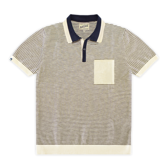 Oban Stripe Polo Navy/ Raw