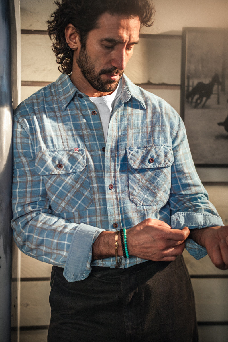 McQueen Stockman Shirt Blue Check | Men's Shirts | &SONS
