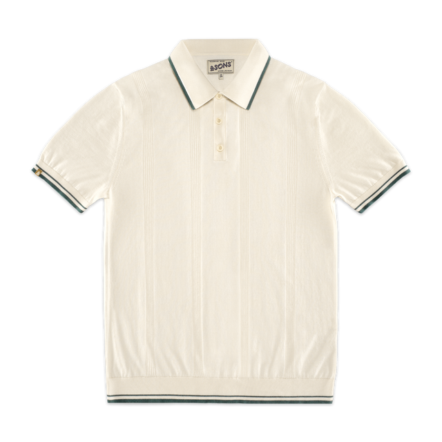 Zetta Knitted Polo Off White | Mens Polo Shirt | &SONS