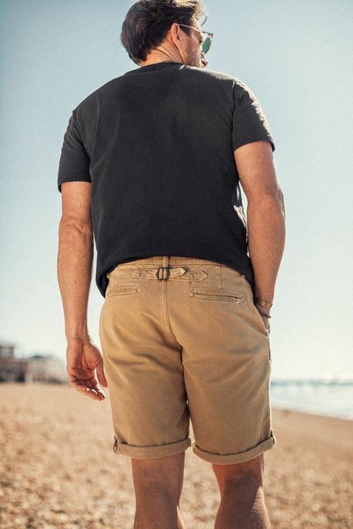 mens tan dress shorts Slub Cotton Short 7" Inseam - Left-Hand Twill