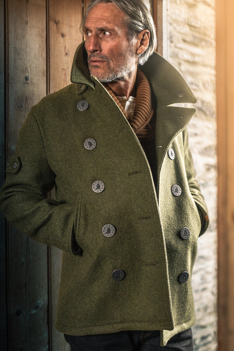 &SONS Boardwalk Peacoat Army Green | Men's Coats | &SONS