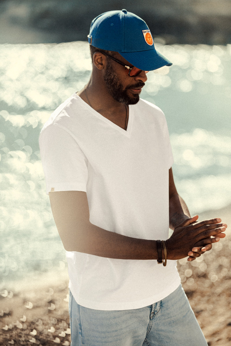 McQueen Frank V-Neck T-Shirt White | Mens T-Shirt | &SONS