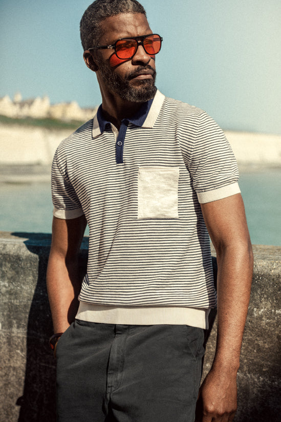 Oban Stripe Polo Navy/ Raw