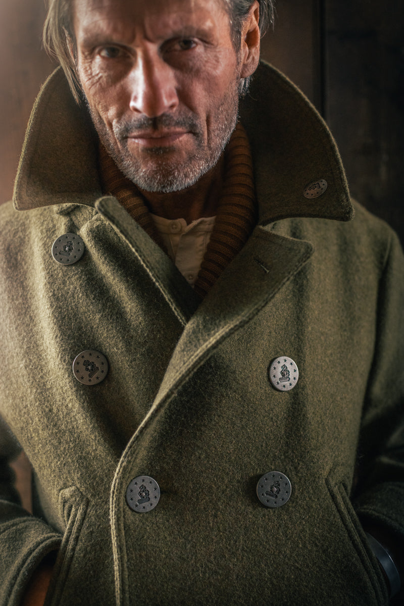 &SONS Boardwalk Peacoat Army Green | Men's Coats | &SONS