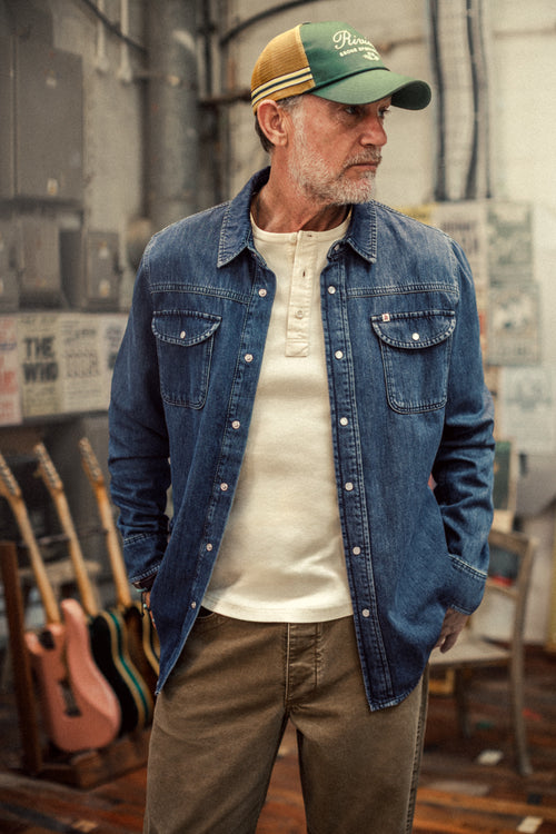 &SONS | Men's The New Elder Henley Short Sleeve Shirt Raw