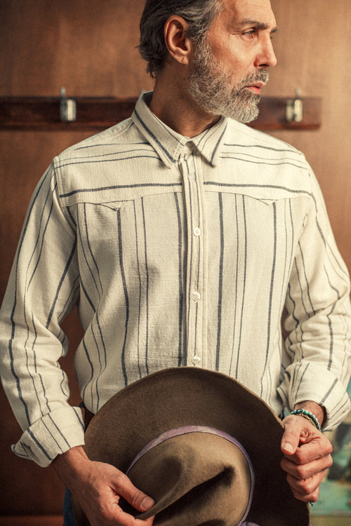 mens dress western shirts Folsom Shirt Raw / Black Stripe | Shirt Beverly Hills Polo Club 100% cotton Color:Stout Brown res--weight--light