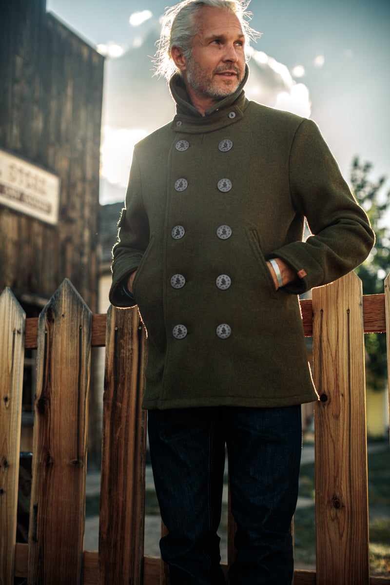 &SONS Boardwalk Peacoat Army Green | Men's Coats | &SONS