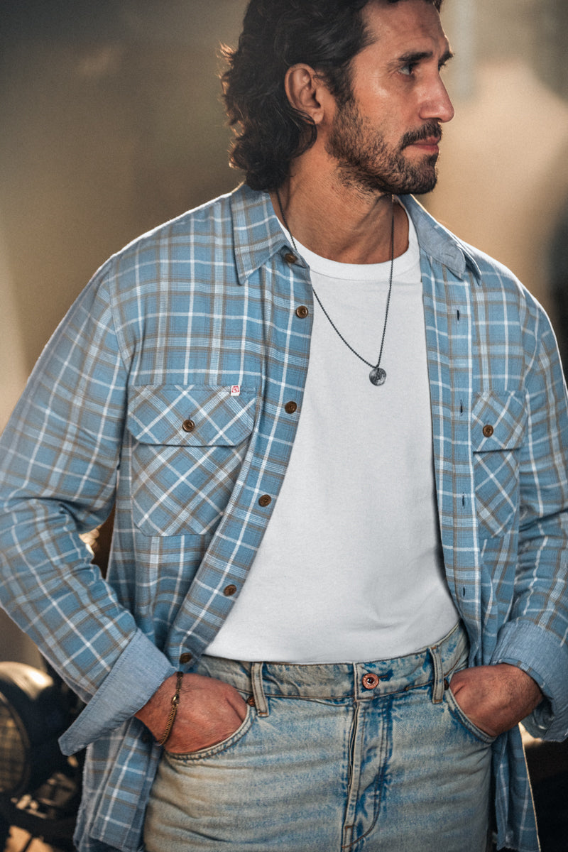 McQueen Stockman Shirt Blue Check | Men's Shirts | &SONS