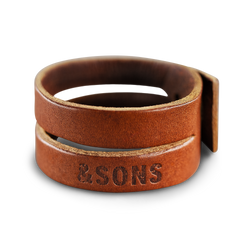 &SONS Leather Double Cuff Bracelet Brown