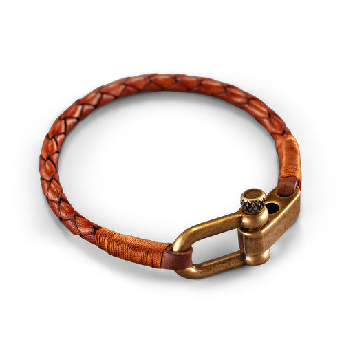 &SONS Leather Twist Braid Bracelet Brown