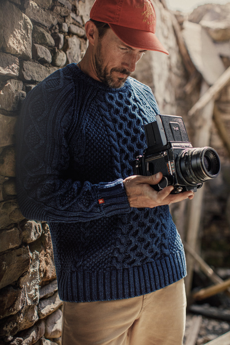 Bergman Indigo Cable Knit | Men's Knitwear | &SONS