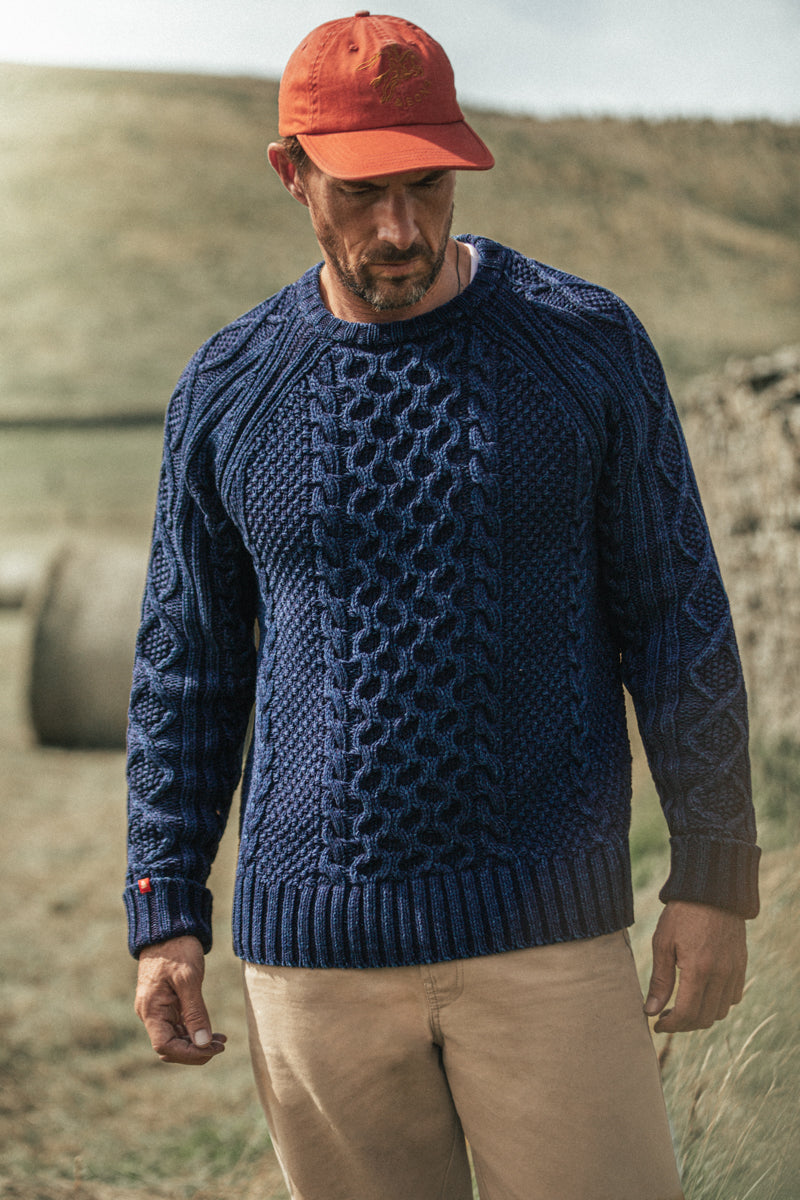 Bergman Indigo Cable Knit | Men's Knitwear | &SONS