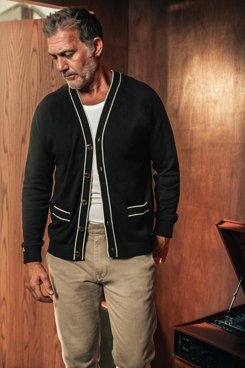Portland Lightweight Cardigan Black/White Portland Lightweight Cardigan Black/White