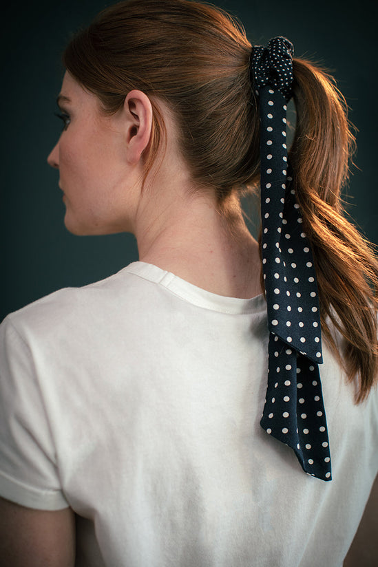 Damsons Landgirl Midnight Dot Headscarf Black