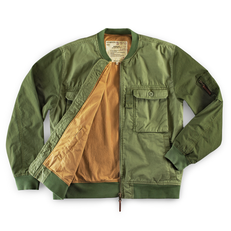 Green canvas bomber jacket online