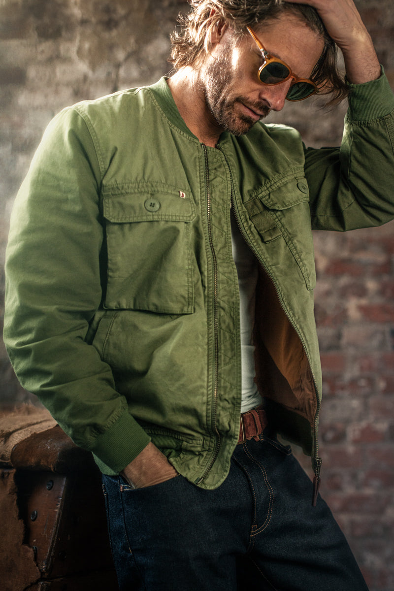 &SONS Harris Bomber Jacket Army Green – www.andsons.us