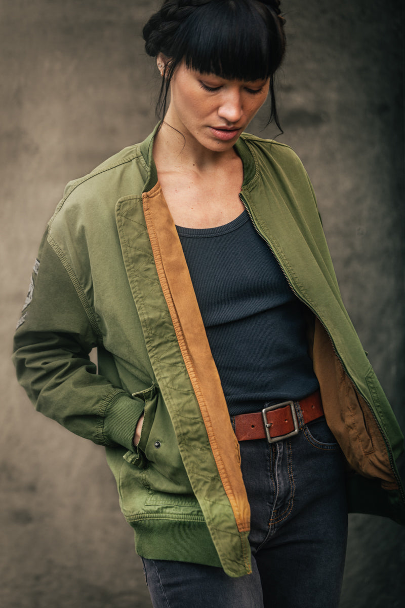 Damsons Cali Bomber Jacket Army Green