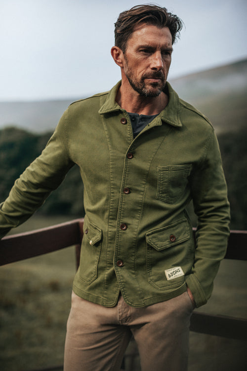 &SONS Carver Jacket | Versatile Heavy Cotton Army Green Jacket &SONS Carver Jacket | Versatile Heavy Cotton Army Green Jacket