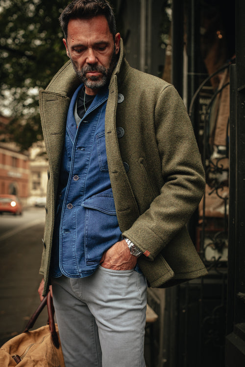 &SONS Crafter Chore Jacket Vintage Style Navy Cotton Men's Jacket